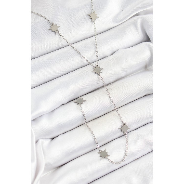 316L Çelik Kutup Yıldızı Figürlü Y Model Gümüş Renk Kadın Kolye - TJ-BKO10332 316L Çelik Kutup Yıldızı Figürlü Y Model Gümüş Renk Kadın Kolye - TJ-BKO10332