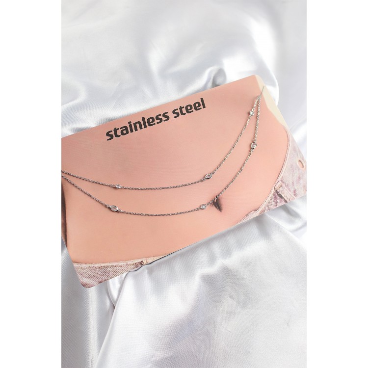 316L Çelik Zirkon Taşlı Damla Model Gümüş Renk Göbek Zinciri - TJ-BKGZ10341 316L Çelik Zirkon Taşlı Damla Model Gümüş Renk Göbek Zinciri - TJ-BKGZ10341