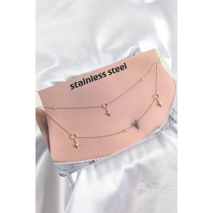 316L Çelik Zirkon Taşlı Kutup Yıldızı Model Gold Renk Göbek Zinciri - TJ-BKGZ10344 316L Çelik Zirkon Taşlı Kutup Yıldızı Model Gold Renk Göbek Zinciri - TJ-BKGZ10344