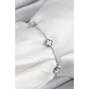 316L Çelik Beyaz Sedef Yonca Model Gümüş Renk Kadın Bileklik - TJ-BB7361