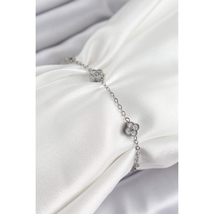 316L Çelik Yonca Model Gümüş Renk Kadın Bileklik - TJ-BB7362 316L Çelik Yonca Model Gümüş Renk Kadın Bileklik - TJ-BB7362