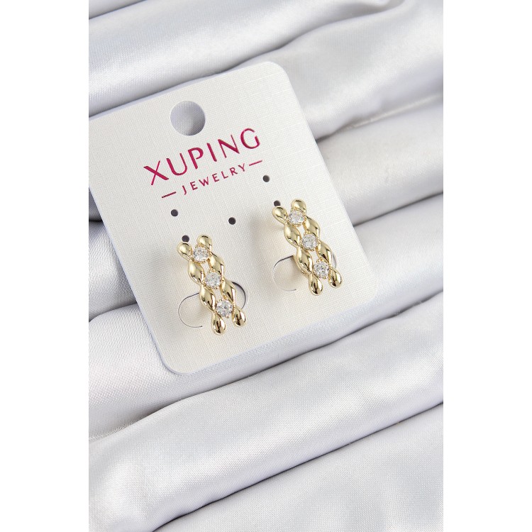Xuping Zirkon Taşlı Sıralı Damla Model Gold Renk Kadın Küpe - TJ-BKP10839 Xuping Zirkon Taşlı Sıralı Damla Model Gold Renk Kadın Küpe - TJ-BKP10839