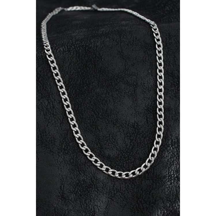 316L Çelik Kalın Klasik Zincir Model Gümüş Renk Erkek Kolye - TJ-ERK1398