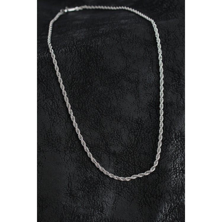 316L Çelik Burgu Zincir Model Gümüş Renk Erkek Kolye - TJ-ERK1401