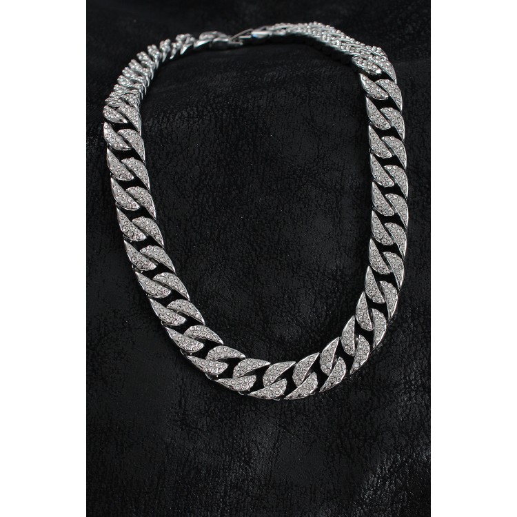 Pirinç Zirkon Taşlı Cuba Gurmet Model Gümüş Renk Erkek Kolye - TJ-ERK1404 Pirinç Zirkon Taşlı Cuba Gurmet Model Gümüş Renk Erkek Kolye - TJ-ERK1404