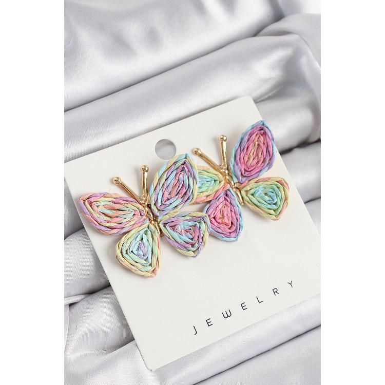 Pirinç Rainbow Kelebek Model Gold Renk Kadın Hasır Küpe - TJ-BKP10892 Pirinç Rainbow Kelebek Model Gold Renk Kadın Hasır Küpe - TJ-BKP10892