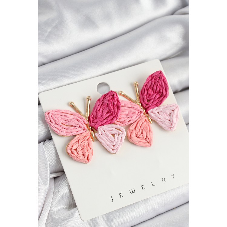 Pirinç Pembe Kelebek Model Gold Renk Kadın Hasır Küpe - TJ-BKP10893 Pirinç Pembe Kelebek Model Gold Renk Kadın Hasır Küpe - TJ-BKP10893