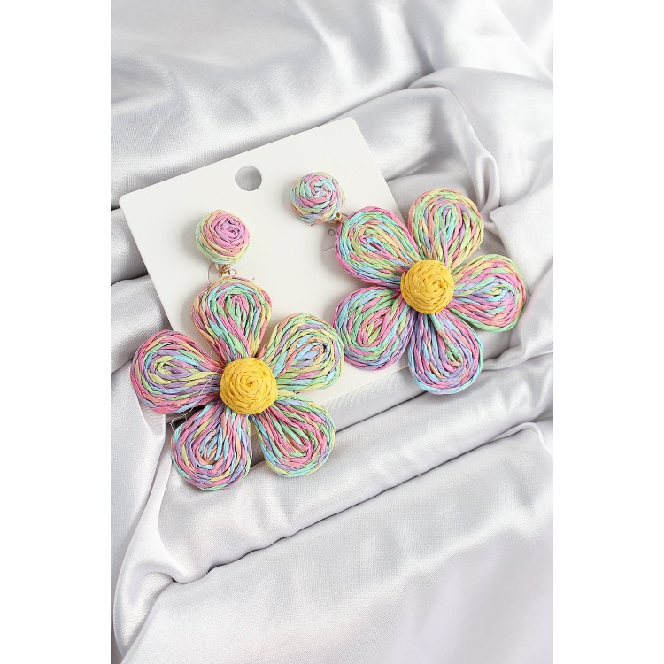 Pirinç Rainbow Papatya Model Gold Renk Kadın Hasır Küpe - TJ-BKP10895 Pirinç Rainbow Papatya Model Gold Renk Kadın Hasır Küpe - TJ-BKP10895