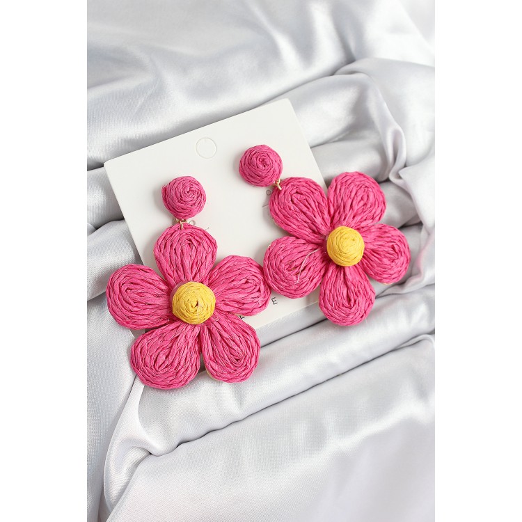 Pirinç Pembe Papatya Model Gold Renk Kadın Hasır Küpe - TJ-BKP10897 Pirinç Pembe Papatya Model Gold Renk Kadın Hasır Küpe - TJ-BKP10897