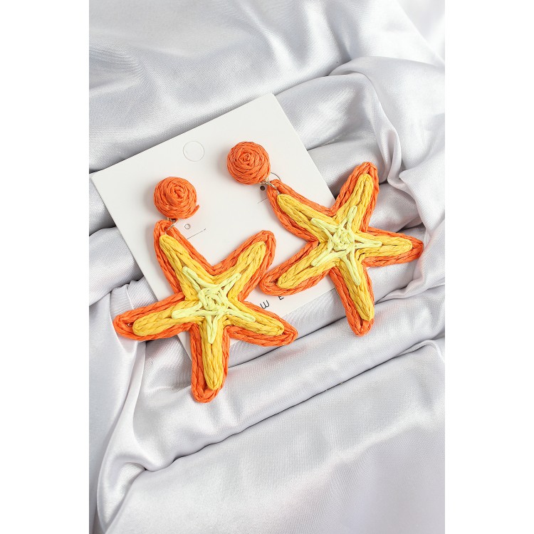 Pirinç Turuncu Deniz Yıldızı Model Gold Renk Kadın Hasır Küpe - TJ-BKP10898