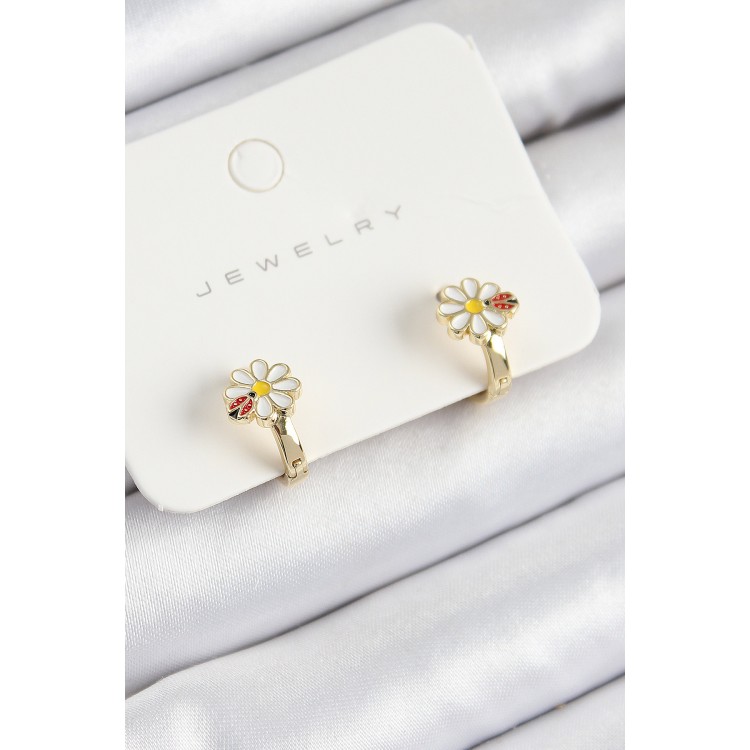 Pirinç Papatya Model Gold Renk Çocuk Küpe - TJ-BKP10903 Pirinç Papatya Model Gold Renk Çocuk Küpe - TJ-BKP10903