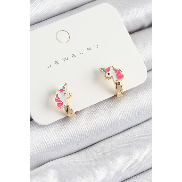 Pirinç Unıcorn Model Gold Renk Çocuk Küpe - TJ-BKP10905