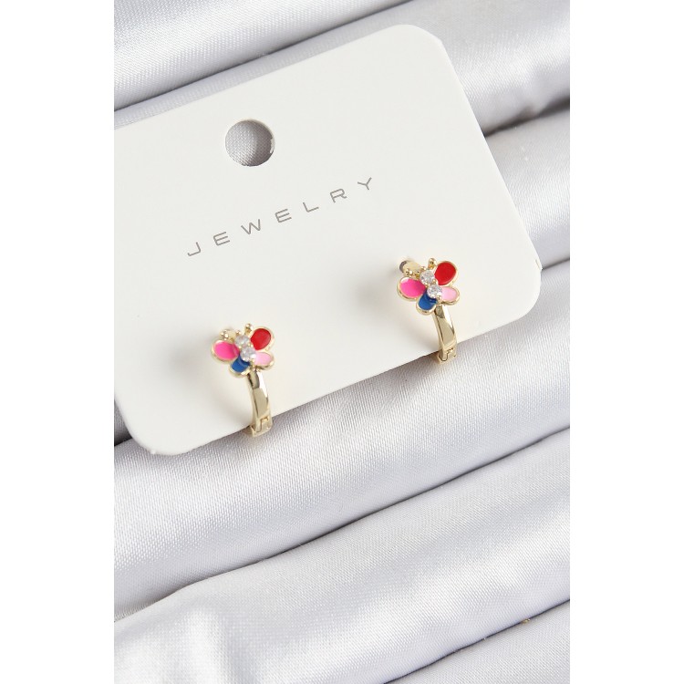 Pirinç Zirkon Taşlı Kelebek Model Gold Renk Çocuk Küpe - TJ-BKP10908