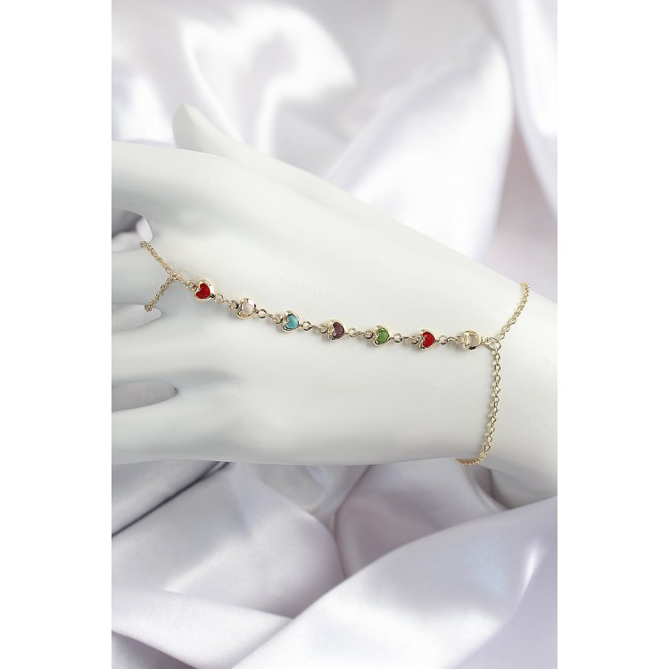 Pirinç Renkli Kalpli Zirkon Taşlı Y Model Gold Renk Kadın Şahmeran - TJ-SN680 Pirinç Renkli Kalpli Zirkon Taşlı Y Model Gold Renk Kadın Şahmeran - TJ-SN680