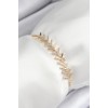 Pirinç Zirkon Taşlı Sıralı Ok Model Gold Renk Asansörlü Kadın Bileklik - TJ-BB7457