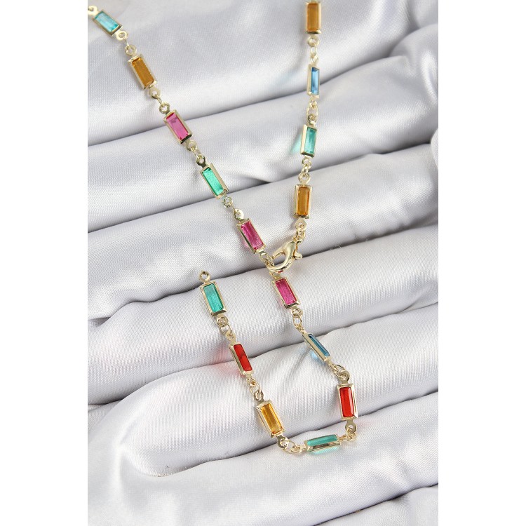 Pirinç Renkli Zirkon Taşlı Dikdörtgen Model Gold Renk Kadın Y Kolye - TJ-BKO10384 Pirinç Renkli Zirkon Taşlı Dikdörtgen Model Gold Renk Kadın Y Kolye - TJ-BKO10384