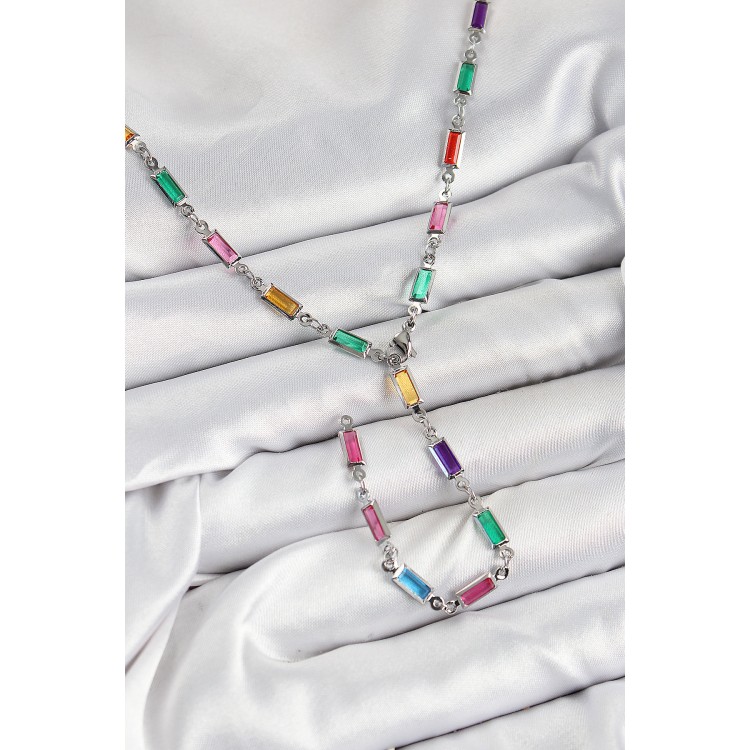 Pirinç Renkli Zirkon Taşlı Dikdörtgen Model Gümüş Renk Kadın Y Kolye - TJ-BKO10385 Pirinç Renkli Zirkon Taşlı Dikdörtgen Model Gümüş Renk Kadın Y Kolye - TJ-BKO10385