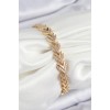Pirinç Zirkon Taşlı Sıralı Ok Model Gold Renk Kadın Bileklik - TJ-BB7525