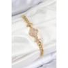 Pirinç Zirkon Taşlı Yonca Model Gold Renk Kadın Bileklik - TJ-BB7537
