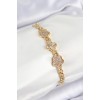 Pirinç Zirkon Taşlı Yonca Model Gold Renk Kadın Bileklik - TJ-BB7547