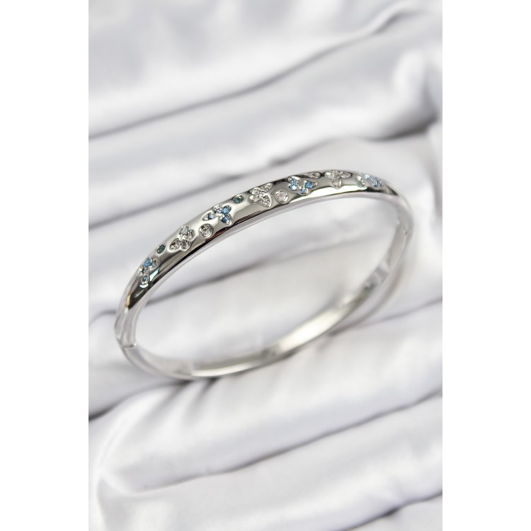 Pirinç Zirkon Taşlı Kelebek Model Gümüş Renk Kadın Kelepçe - TJ-BB7569