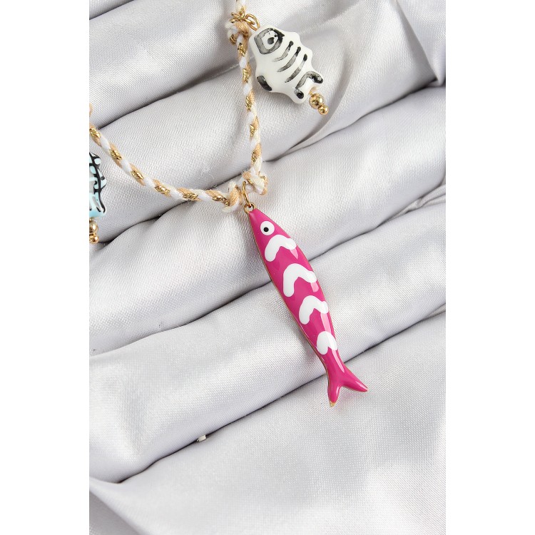 Seramik Motifli Pembe Balık Figürlü Model Krem İp Kadın Kolye - TJ-BKO10398 Seramik Motifli Pembe Balık Figürlü Model Krem İp Kadın Kolye - TJ-BKO10398