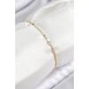 Pirinç Zirkon Taşlı Boncuk Model Ezme Zincir Gold Renk Kadın Bileklik - TJ-BB7597