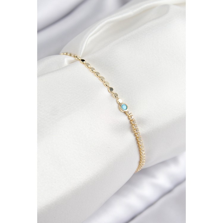 Pirinç Zirkon Taşlı Boncuk Model Ezme Zincir Gold Renk Kadın Bileklik - TJ-BB7597 Pirinç Zirkon Taşlı Boncuk Model Ezme Zincir Gold Renk Kadın Bileklik - TJ-BB7597