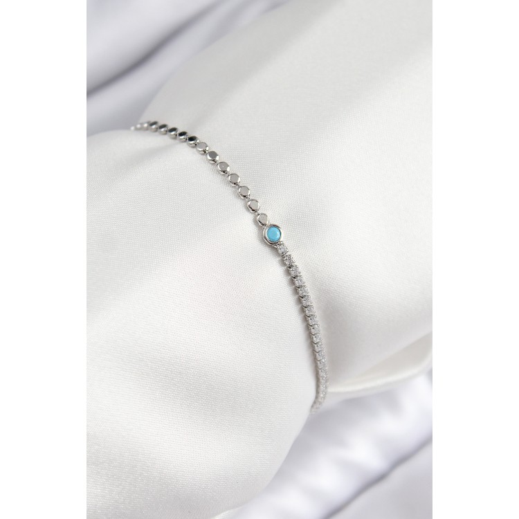 Pirinç Zirkon Taşlı Boncuk Model Ezme Zincir Gümüş Renk Kadın Bileklik - TJ-BB7598 Pirinç Zirkon Taşlı Boncuk Model Ezme Zincir Gümüş Renk Kadın Bileklik - TJ-BB7598