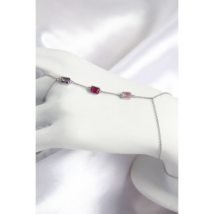 Pirinç Renkli Zirkon Taşlı Dikdörtgen Model Gümüş Renk Kadın Şahmeran - TJ-SN694 Pirinç Renkli Zirkon Taşlı Dikdörtgen Model Gümüş Renk Kadın Şahmeran - TJ-SN694