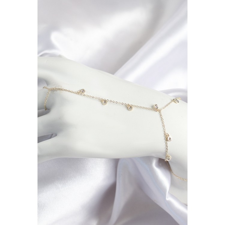 Pirinç Zirkon Taşlı Sallantılı Model Gold Renk Kadın Şahmeran - TJ-SN695