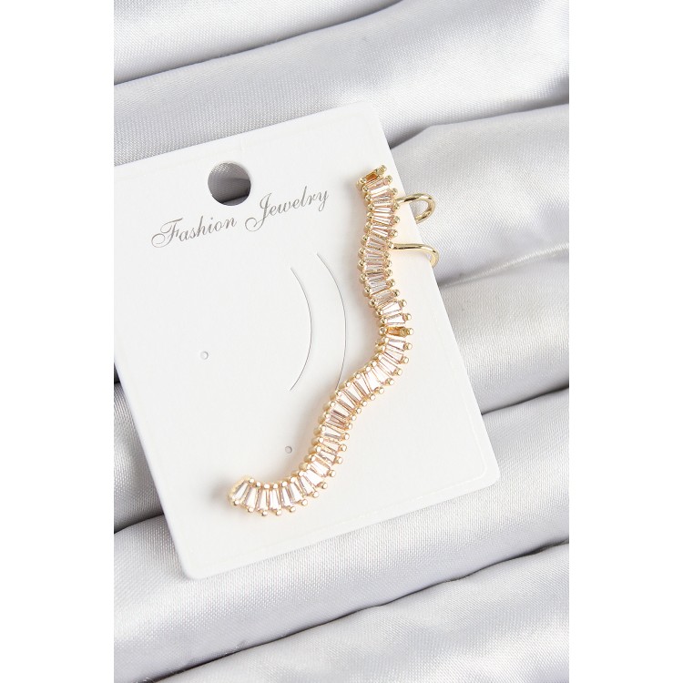 Pirinç Su Yolu Model Gold Renk Sağ Kıkırdak Küpe - TJ-BKP10985