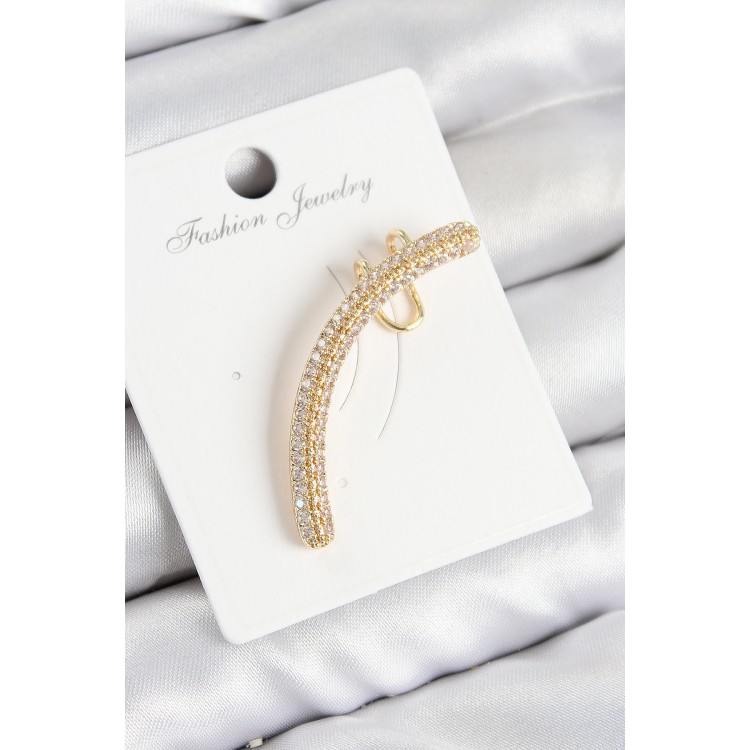 Pirinç Zirkon Taşlı Model Gold Renk Sağ Kıkırdak Küpe - TJ-BKP10992