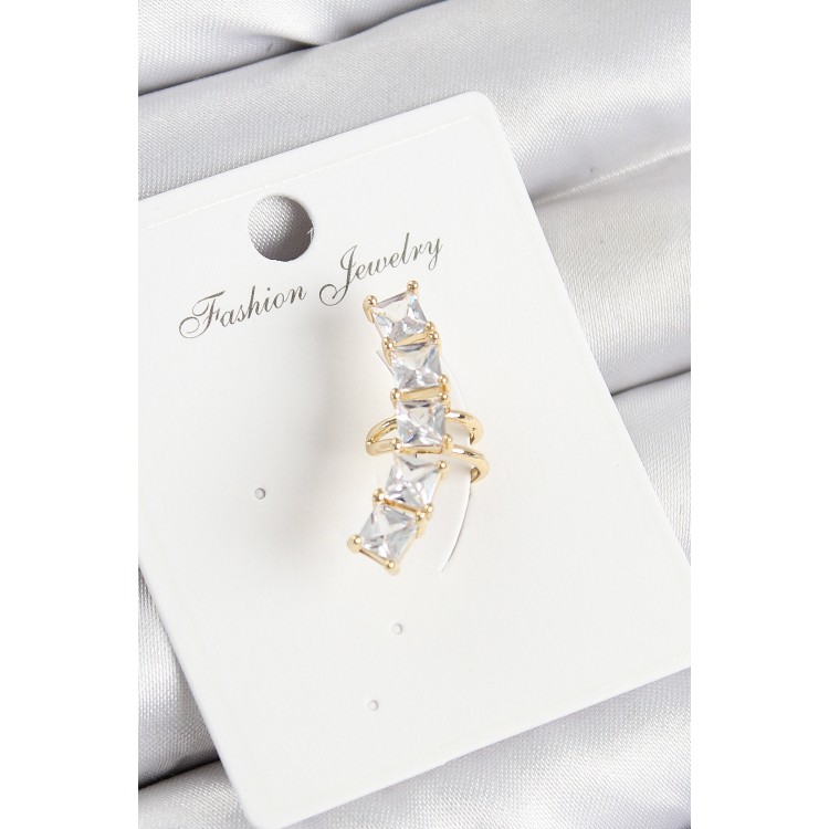 Pirinç Zirkon Taşlı Model Gold Renk Sağ Kıkırdak Küpe - TJ-BKP11000