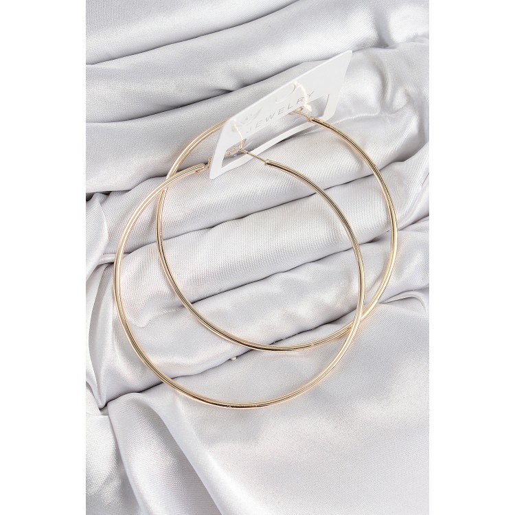 Gold-Colored Women's Earrings with Rice-Shaped Hoop Design - TJ-BKP11037