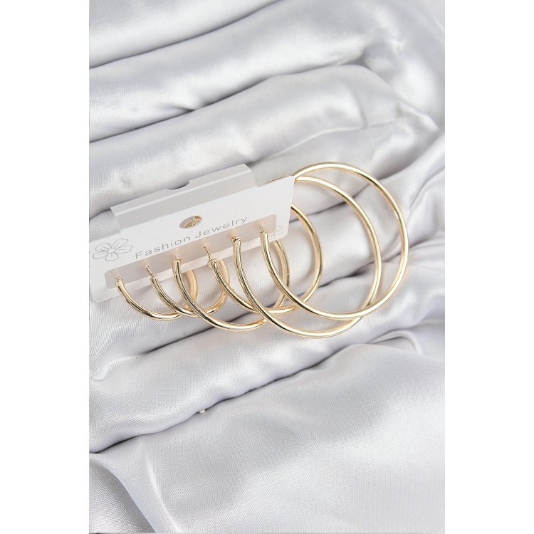 Gold-Colored Women's Set Earrings with Rice Ring Design - TJ-BKP11041