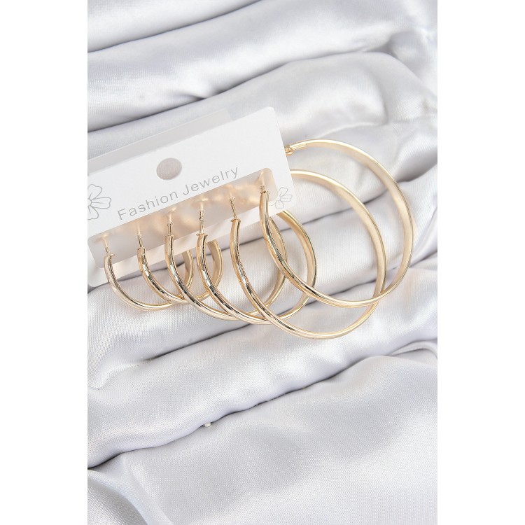 Gold-Colored Women's Set Earrings with Rice Ring Design - TJ-BKP11047