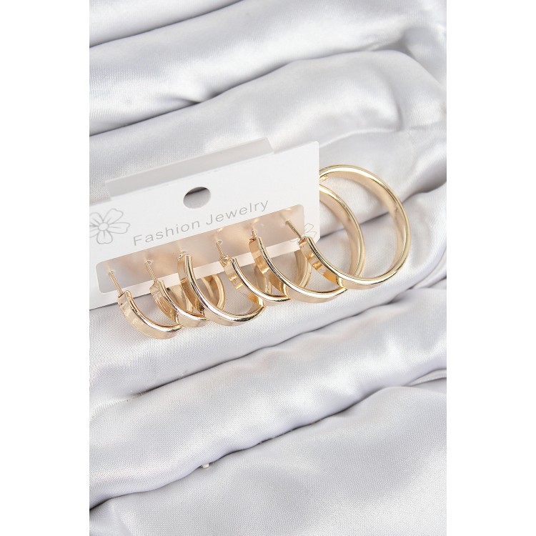 Gold-Colored Women's Set Earrings with Rice Ring Design - TJ-BKP11049