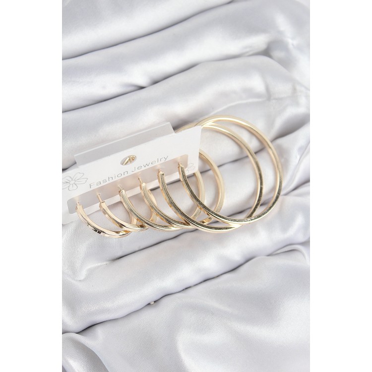 Gold-Colored Women's Set Earrings with Rice Ring Design - TJ-BKP11051