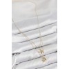 Gold-Colored Women's Necklace with Zircon Stone Star and Moon Design - TJ-BKO10422