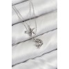 Silver-Colored Women's Necklace with Zircon Stone Star and Moon Design - TJ-BKO10423