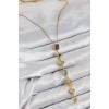 Gold-Colored Women's Y Necklace with Zircon Stones in Rice Color - TJ-BKO10439