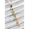 Gold-Colored Women's Y Necklace with Zircon Stones in Rice Color - TJ-BKO10439