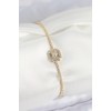 Gold-Colored Women's Square Model Bracelet with Zircon Stones - TJ-BB7661