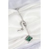 316L Steel Mother-of-Pearl Emerald Green Silver Color Clover Women's Bracelet - TJ-BB7672
