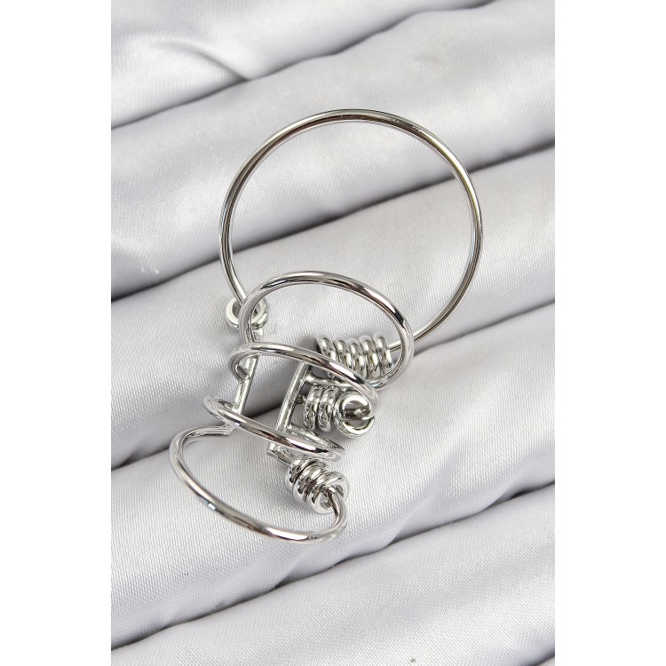 Brass Ring Model Silver Color Cartilage Earrings - TJ-BKP11059