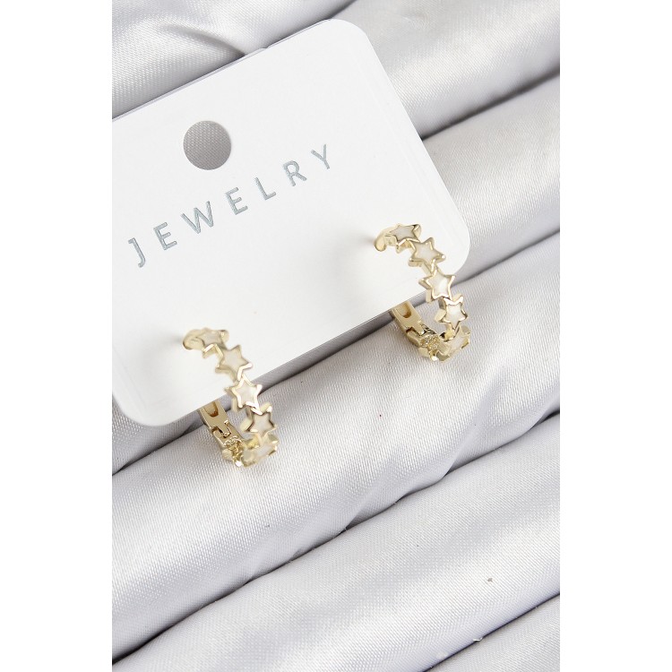 Brass Zircon Stone Star Model Gold Color Women's Earrings - TJ-BKP11066 Brass Zircon Stone Star Model Gold Color Women's Earrings - TJ-BKP11066