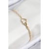 Pirinç Zirkon Taşlı Sonsuzluk Kalp Model Gold Renk Kadın Bileklik - TJ-BB7693