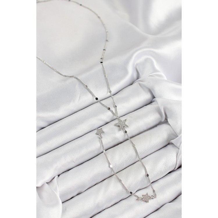 Pirinç Zirkon Taşlı Yıldız Model Gold Renk Y Kolye - TJ-BKO10455