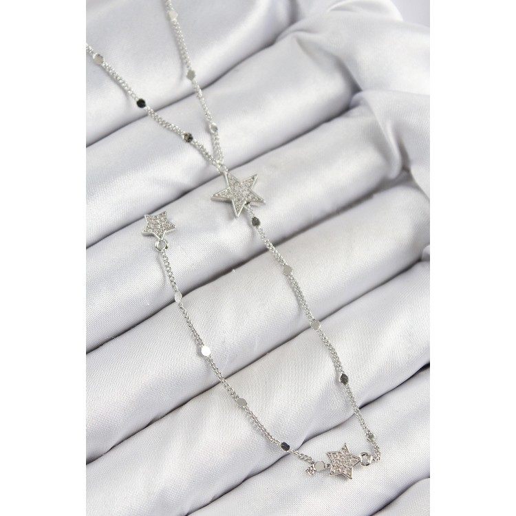 Pirinç Zirkon Taşlı Yıldız Model Gold Renk Y Kolye - TJ-BKO10455